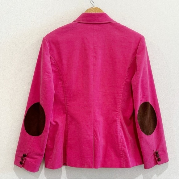Lilly Pulitzer Pink Fuchsia Corduroy Blazer Elbow Patch Jacket Size M - Picture 2 of 13